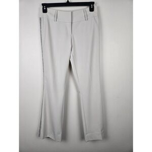 Cache Women‎ Beige Sequin Tuxedo Stripe Dress Pants Size 4 Bootcut Mid Rise USA